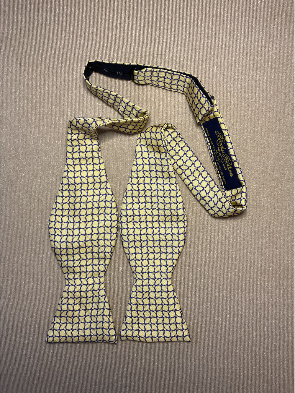 Brooks Brothers Yellow and Navy Patterned Silk Bow Tie